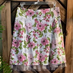 Eyeshadow Floral High Low A-Line Skirt